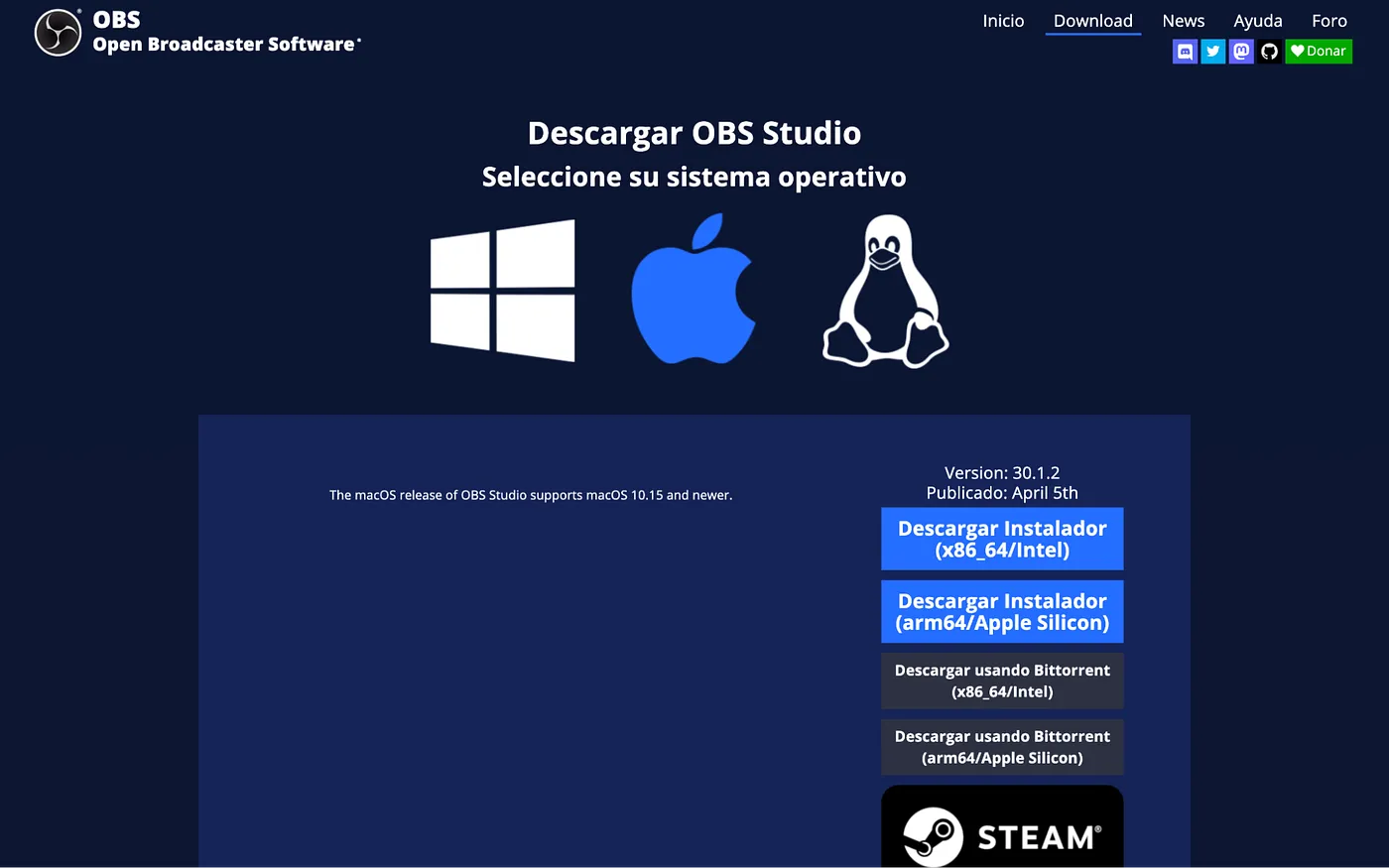 Descarga de OBS